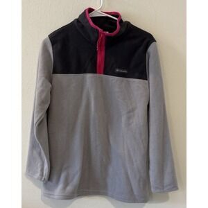 Columbia Women's Medium‎ Fleece Pullover 1/4 Zip Colorblock Gray Black Pink